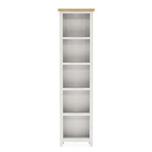 Freda Slim Wooden Bookcase With 4 Shelves In Grey And Oak - UK
