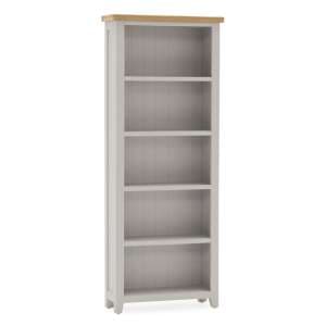 Freda Tall Wooden Bookcase With 4 Shelves In Grey And Oak - UK