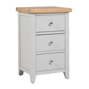 Freda Wooden Bedside Cabinet With 3 Drawers In Grey And Oak - UK