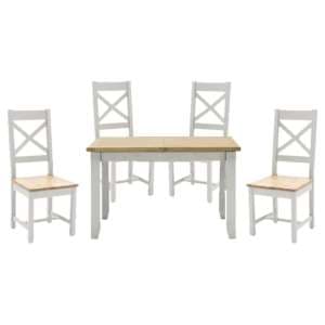 Freda Wooden Dining Table With 4 Cross Back Chairs