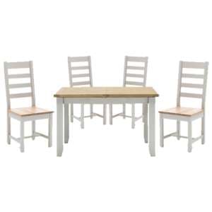 Freda Wooden Dining Table With 4 Ladder Back Chairs