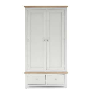Freda Wooden Wardrobe With 2 Doors 2 Drawers In Grey And Oak - UK