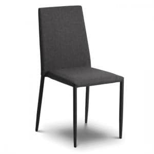 Jaala Fabric Dining Chair In Slate Grey Linen