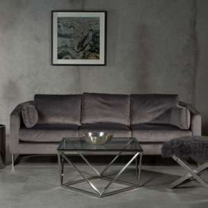 Freeda Upholstered Fabric 3 Seater Sofa In Grey - UK
