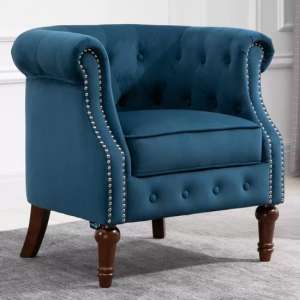 Freia Fabric Accent Chair In Blue - UK