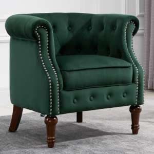 Freia Fabric Accent Chair In Green - UK