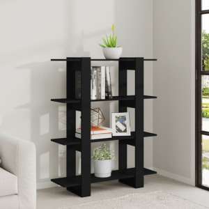 Frej Wooden Bookshelf And Room Divider In Black