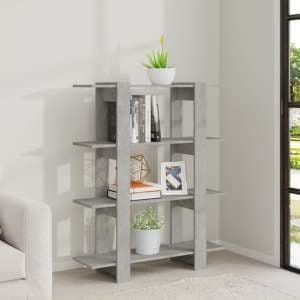 Frej Wooden Bookshelf And Room Divider In Concrete Effect