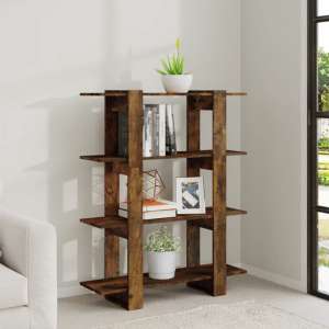Frej Wooden Bookshelf And Room Divider In Smoked Oak