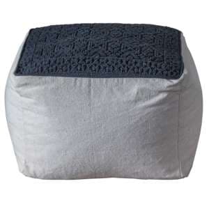 Fresca Square Upholstered Fabric Pouffe In Charcoal