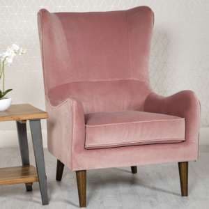 Freyton Velvet Upholstered Lounge Chair In Pink - UK