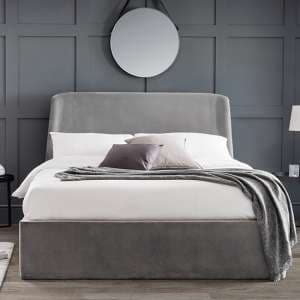 Farren Curved Velvet Storage Ottoman Double Bed In Grey - UK