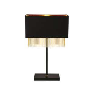 Fringe Table Lamp In Black Shade With Gold Chain