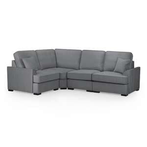Frisco Fabric Left Hand Corner Sofa In Grey With Wooden Feets - UK