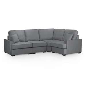 Frisco Fabric Right Hand Corner Sofa In Grey With Wooden Feets - UK