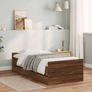 Frisco Wooden Single Bed With Drawers In Brown Oak - UK