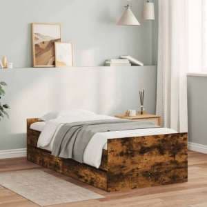 Frisco Wooden Single Bed With Drawers In Smoked Oak - UK