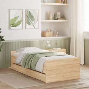 Frisco Wooden Single Bed With Drawers In Sonoma Oak - UK