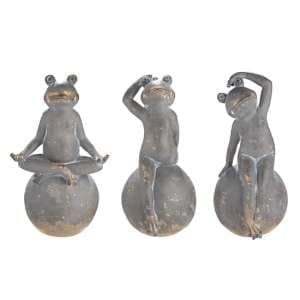 Frog Freddie Poly Set Of 3 Design Sculpture In Grey