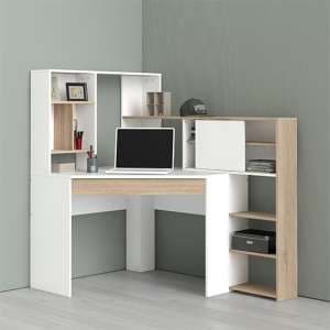 Frosk Corner Multi-Functional Computer Desk In White And Oak