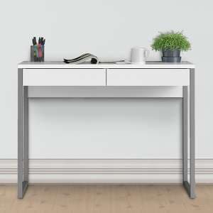 Frosk High Gloss 2 Drawers Computer Desk In White