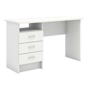 Frosk Wooden 3 Drawers Computer Desk In White - UK