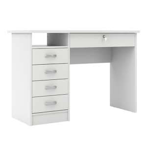 Frosk Wooden 5 Drawers Computer Desk In White - UK