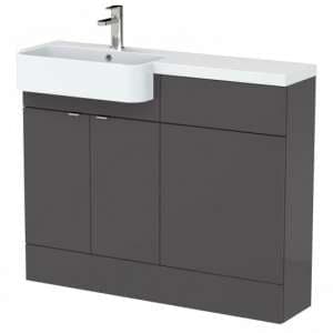 Fuji 110cm Left Handed Vanity With Round Basin In Gloss Grey