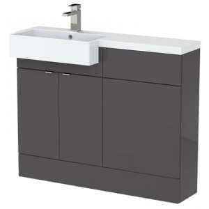 Fuji 110cm Left Handed Vanity With Square Basin In Gloss Grey