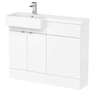 Fuji 110cm Left Handed Vanity With Square Basin In Gloss White