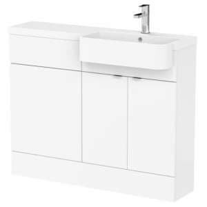 Fuji 110cm Right Handed Vanity With Round Basin In Gloss White