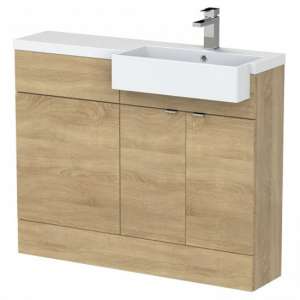 Fuji 110cm Right Handed Vanity With Square Basin In Natural Oak