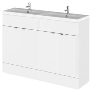 Fuji 120cm Vanity Unit With Polymarble Basin In Gloss White
