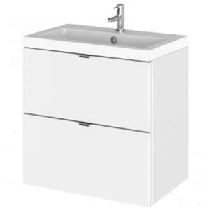 Fuji 50cm 2 Drawers Wall Vanity With Basin 1 In Gloss White