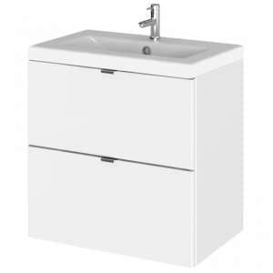Fuji 50cm 2 Drawers Wall Vanity With Basin 2 In Gloss White