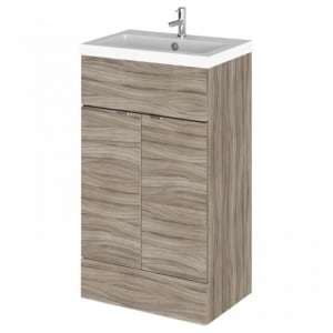 Fuji 50cm Vanity Unit With Polymarble Basin In Driftwood
