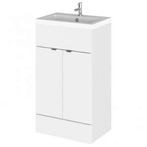 Fuji 50cm Vanity Unit With Polymarble Basin In Gloss White