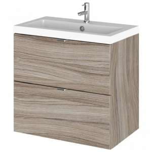 Fuji 60cm 2 Drawers Wall Vanity With Basin 1 In Driftwood