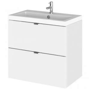 Fuji 60cm 2 Drawers Wall Vanity With Basin 1 In Gloss White