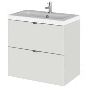 Fuji 60cm 2 Drawers Wall Vanity With Basin 2 In Gloss Grey Mist