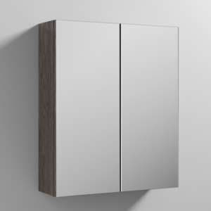 Fuji 60cm Mirrored Cabinet In Brown Grey Avola With 2 Doors - UK