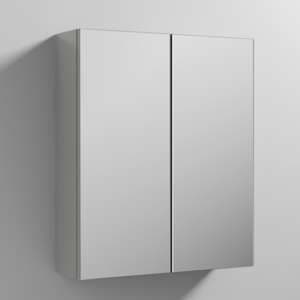 Fuji 60cm Mirrored Cabinet In Gloss Grey Mist With 2 Doors - UK