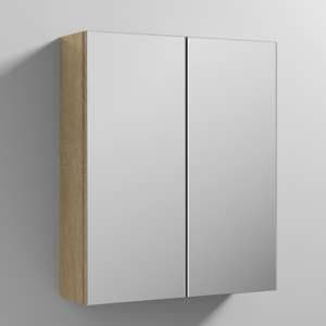 Fuji 60cm Mirrored Cabinet In Natural Oak With 2 Doors - UK