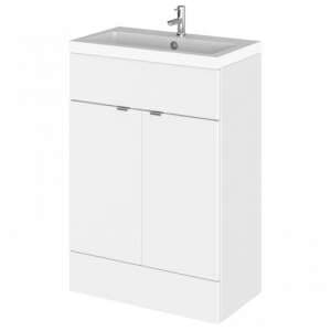 Fuji 60cm Vanity Unit With Polymarble Basin In Gloss White