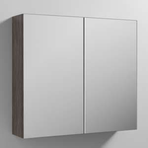 Fuji 80cm Mirrored Cabinet In Brown Grey Avola With 2 Doors - UK