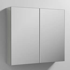 Fuji 80cm Mirrored Cabinet In Gloss Grey Mist With 2 Doors - UK