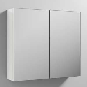 Fuji 80cm Mirrored Cabinet In Gloss White With 2 Doors - UK
