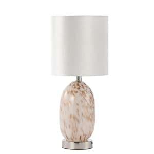 Funchal Cream Velvet Shade Table Lamp With White and Gold Glass Base - UK