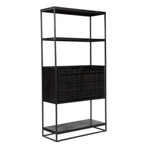 Fusion Mango Wood Bookcase With 2 Doors In Black