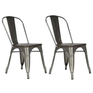 Fuzion Wooden Dining Chairs With Bronze Metal Frame In Pair - UK